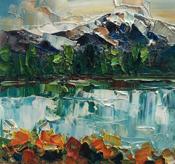 Small Oil Painting, Mountain Landscape Painting, Abstract Painting, Heavy Texture Oil Painting, 10X12 inch-artworkcanvas