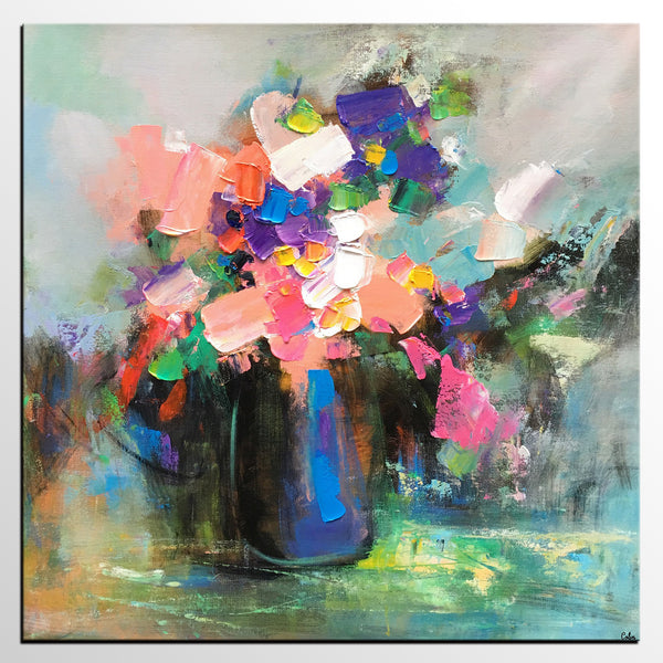 Living Room Wall Art, Flower Still Life Painting, Original Wall Art, Floral Painting, Custom Large Artwork-artworkcanvas