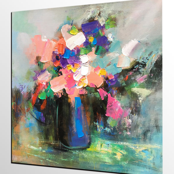 Living Room Wall Art, Flower Still Life Painting, Original Wall Art, Floral Painting, Custom Large Artwork-artworkcanvas
