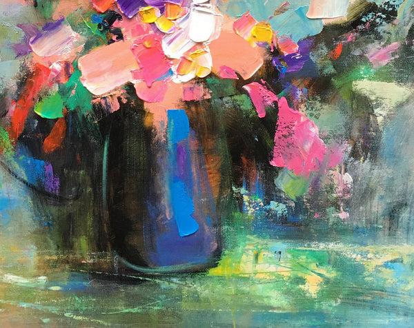 Living Room Wall Art, Flower Still Life Painting, Original Wall Art, Floral Painting, Custom Large Artwork-artworkcanvas
