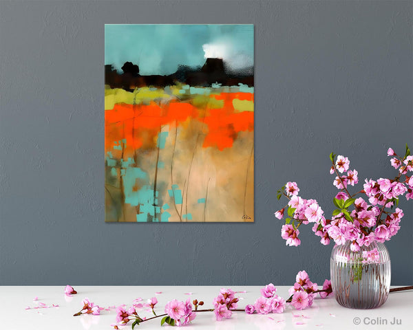 Modern Abstract Wall Art, Extra Large Canvas Painting for Dining Room, Original Canvas Wall Art Paintings, Abstract Landscape Paintings-artworkcanvas