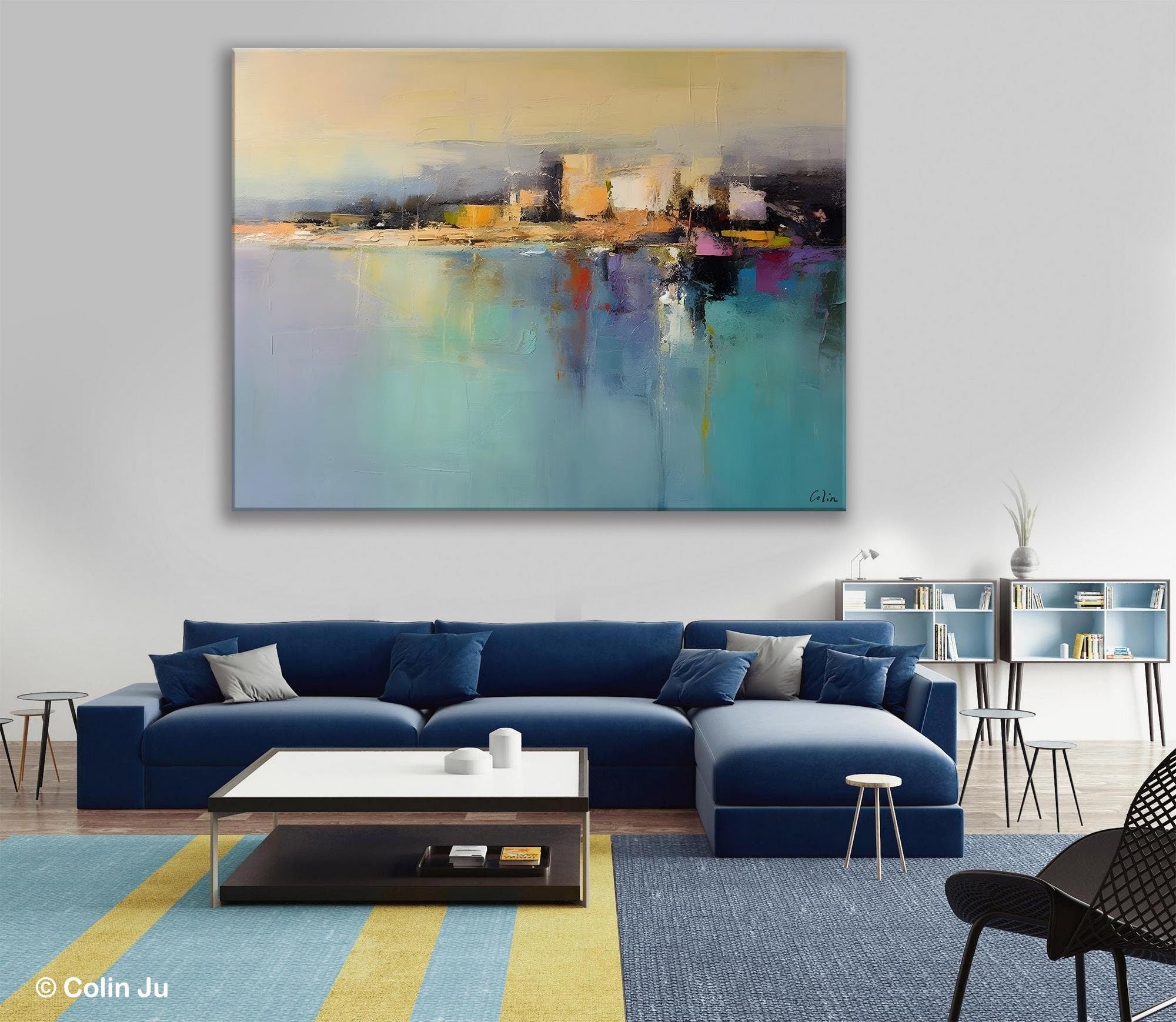 Abstract Landscape Paintings, Palette Knife Art, Original Acrylic Canvas Wall Decor