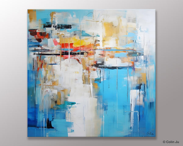 Blue Abstract Painting for Bedroom, Original Modern Wall Paintings, Contemporary Canvas Art, Modern Acrylic Artwork, Buy Paintings Online-artworkcanvas