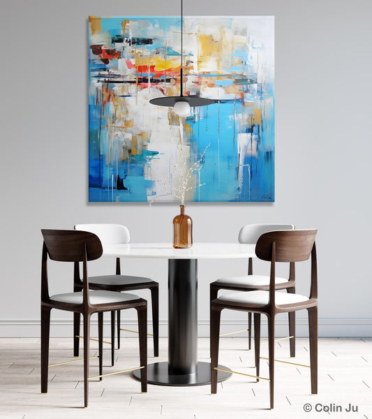Blue Abstract Painting for Bedroom, Original Modern Wall Paintings, Contemporary Canvas Art, Modern Acrylic Artwork, Buy Paintings Online-artworkcanvas