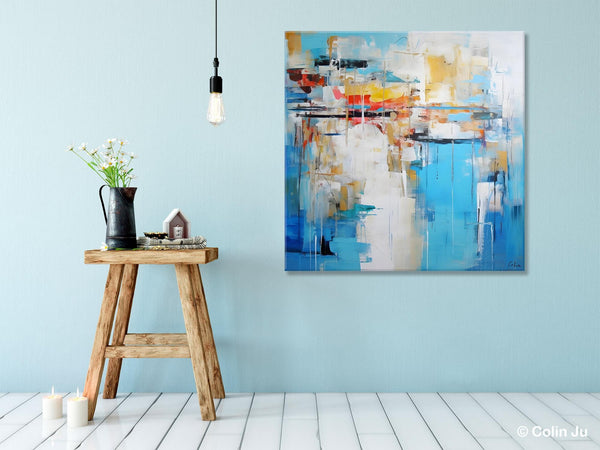 Blue Abstract Painting for Bedroom, Original Modern Wall Paintings, Contemporary Canvas Art, Modern Acrylic Artwork, Buy Paintings Online-artworkcanvas