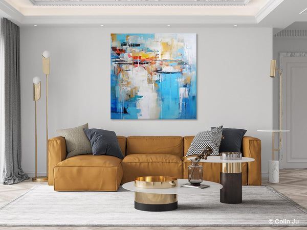 Blue Abstract Painting for Bedroom, Original Modern Wall Paintings, Contemporary Canvas Art, Modern Acrylic Artwork, Buy Paintings Online-artworkcanvas