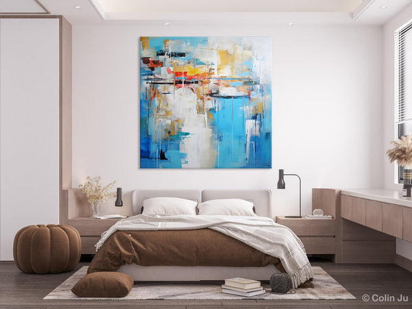 Blue Abstract Painting for Bedroom, Original Modern Wall Paintings, Contemporary Canvas Art, Modern Acrylic Artwork, Buy Paintings Online-artworkcanvas