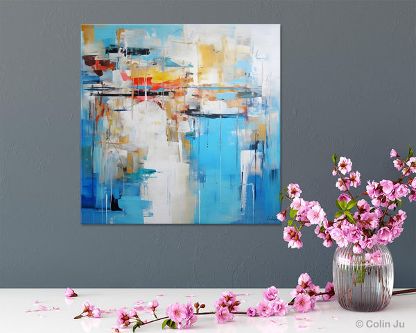 Blue Abstract Painting for Bedroom, Original Modern Wall Paintings, Contemporary Canvas Art, Modern Acrylic Artwork, Buy Paintings Online-artworkcanvas