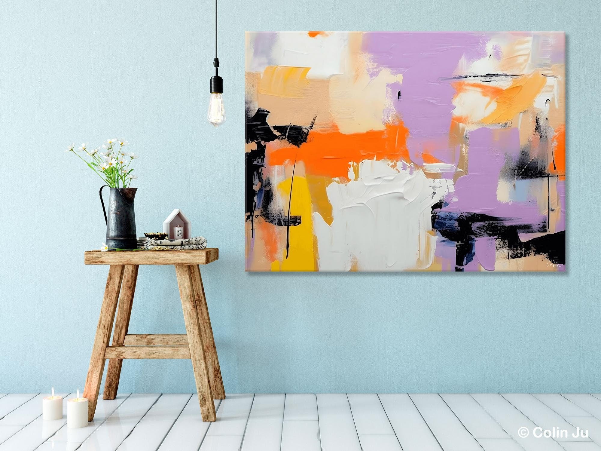 Modern Acrylic Painting on Canvas, Contemporary Wall Art Paintings, Extra Large Original Art for Dining Room, Hand Painted Canvas Artwork-artworkcanvas