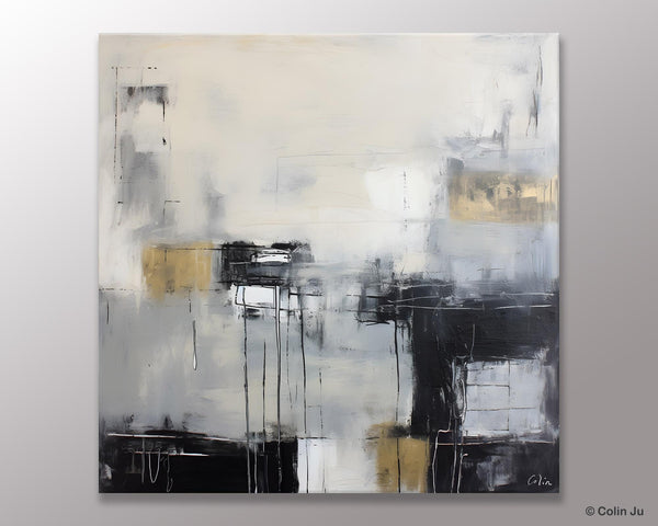 Modern Acrylic Artwork, Contemporary Canvas Artwork, Original Modern Wall Art, Black Canvas Paintings, Large Abstract Painting for Bedroom-artworkcanvas