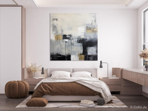 Modern Acrylic Artwork, Contemporary Canvas Artwork, Original Modern Wall Art, Black Canvas Paintings, Large Abstract Painting for Bedroom-artworkcanvas