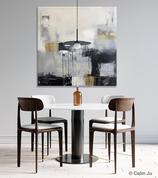 Modern Acrylic Artwork, Contemporary Canvas Artwork, Original Modern Wall Art, Black Canvas Paintings, Large Abstract Painting for Bedroom-artworkcanvas