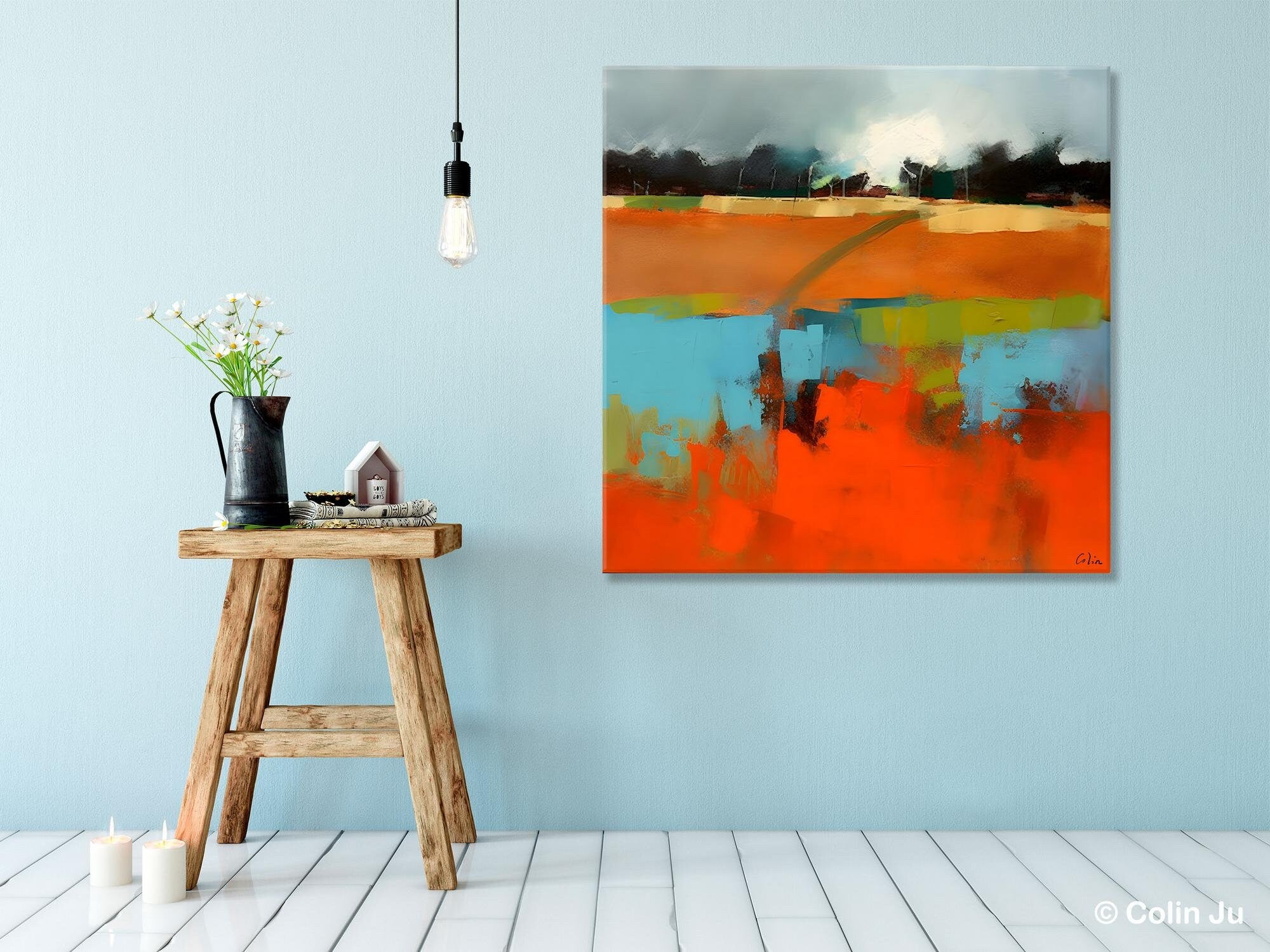 Original Abstract Wall Art, Landscape Acrylic Art, Landscape Canvas Art, Hand Painted Canvas Art, Large Abstract Painting for Living Room-artworkcanvas