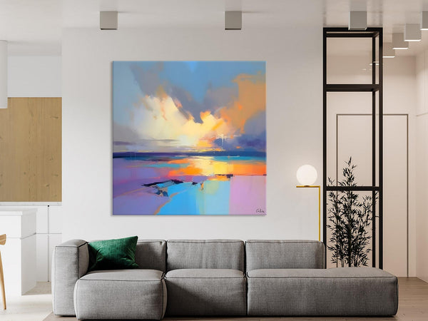 Sunrise Landscape Acrylic Art, Landscape Canvas Art, Original Abstract Art, Hand Painted Canvas Art, Large Abstract Painting for Living Room-artworkcanvas