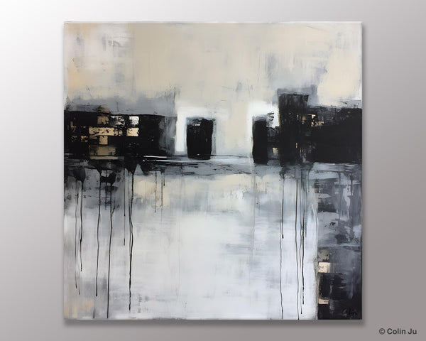 Contemporary Canvas Art, Black Acrylic Artwork, Original Abstract Wall Art, Hand Painted Canvas Art, Extra Large Abstract Painting for Sale-artworkcanvas