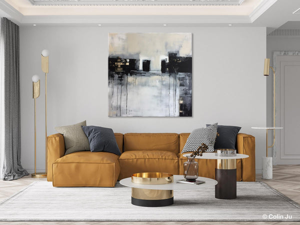 Contemporary Canvas Art, Black Acrylic Artwork, Original Abstract Wall Art, Hand Painted Canvas Art, Extra Large Abstract Painting for Sale-artworkcanvas