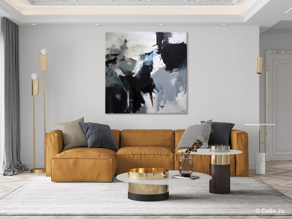 Extra Large Abstract Paintings for Dining Room, Black Modern Art Paintings, Original Modern Acrylic Artwork, Abstract Wall Art for Bedroom-artworkcanvas
