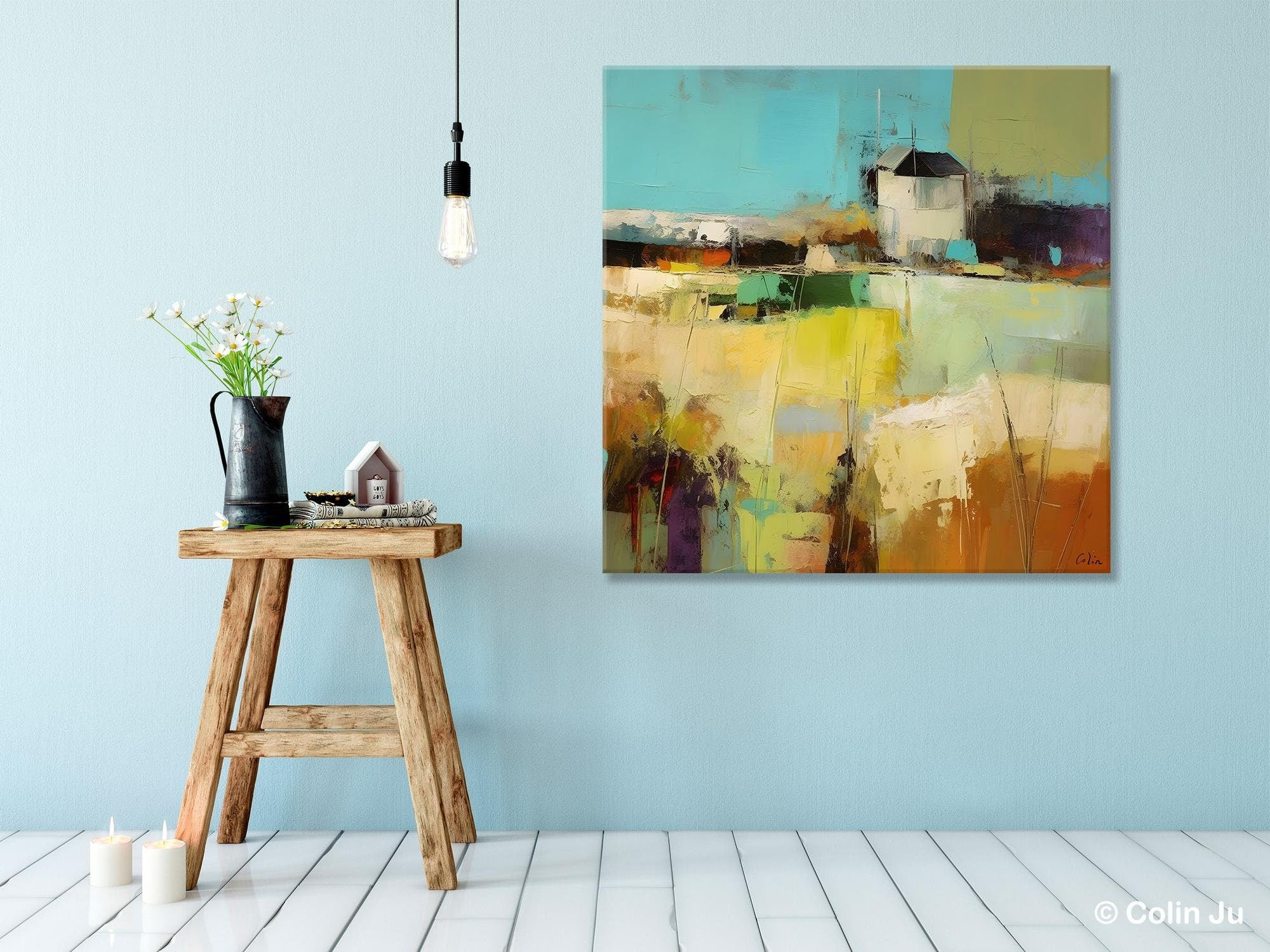 Landscape Canvas Paintings, Landscape Acrylic Art, Original Abstract Art, Hand Painted Canvas Art, Large Landscape Paintings for Living Room-artworkcanvas