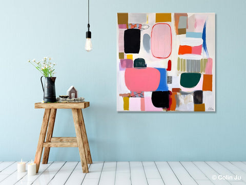 Geometric Modern Acrylic Art, Modern Original Abstract Art, Large Wall Art for Bedroom, Canvas Paintings for Sale, Contemporary Canvas Art-artworkcanvas