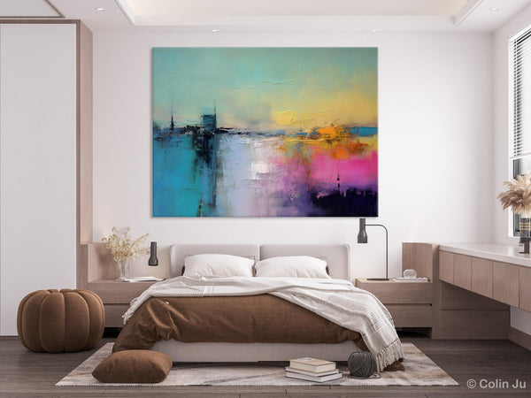 Hand Painted Original Canvas Wall Art, Abstract Landscape Paintings for Bedroom, Modern Landscape Artwork, Contemporary Acrylic Paintings-artworkcanvas