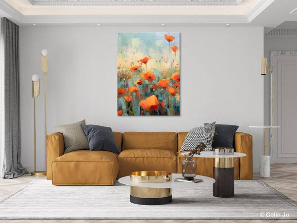 Flower Canvas Paintings, Flower Field Painting, Large Original Landscape Painting for Bedroom, Acrylic Paintings on Canvas, Hand Painted Art-artworkcanvas