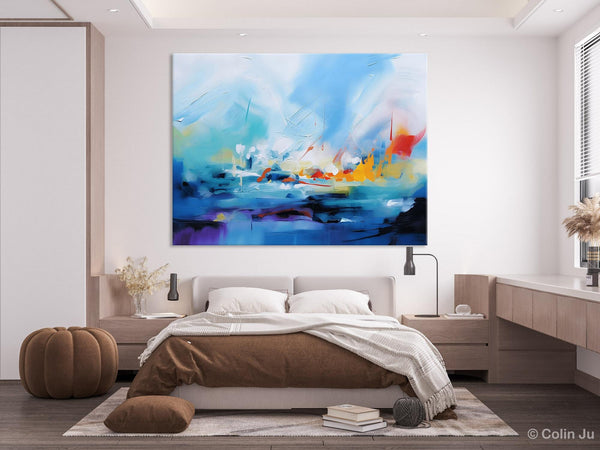 Hand Painted Canvas Art, Blue Original Wall Art Painting for Bedroom, Extra Large Modern Canvas Paintings, Acrylic Paintings on Canvas-artworkcanvas