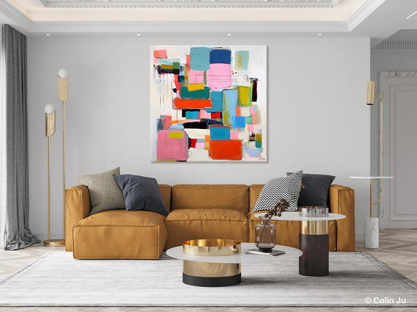 Original Abstract Wall Art, Geometric Modern Acrylic Art, Large Abstract Art for Bedroom, Modern Canvas Paintings, Contemporary Canvas Art-artworkcanvas