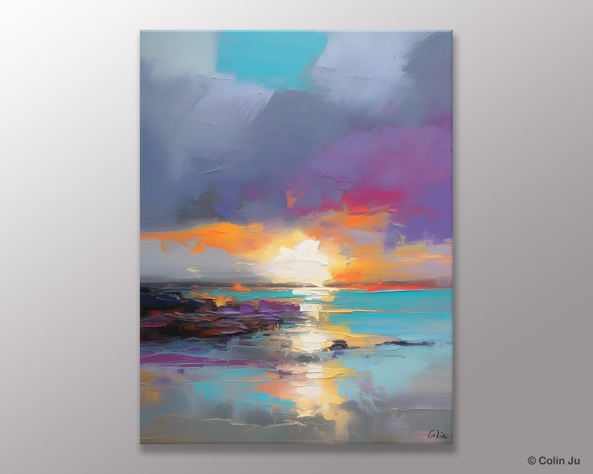 Landscape Paintings for Living Room, Extra Large Modern Wall Art Paintings, Acrylic Painting on Canvas, Original Landscape Abstract Painting-artworkcanvas