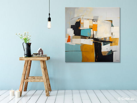 Geometric Original Canvas Wall Art, Contemporary Acrylic Artwork, Hand Painted Canvas Art, Modern Abstract Artwork, Large Abstract Paintings-artworkcanvas