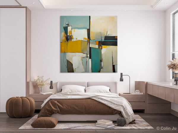 Abstract Painting for Bedroom, Original Modern Wall Art Paintings, Geometric Modern Acrylic Paintings, Oversized Contemporary Canvas Art-artworkcanvas