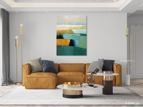 Large Geometric Abstract Painting, Landscape Canvas Paintings for Bedroom, Acrylic Painting on Canvas, Original Landscape Abstract Painting-artworkcanvas