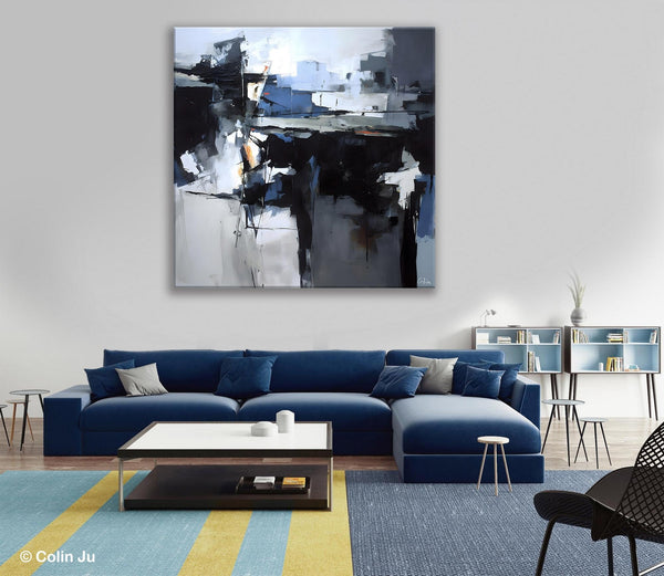 Original Modern Wall Art on Canvas, Black Contemporary Canvas Art, Modern Acrylic Artwork for Sale, Large Abstract Painting for Bedroom-artworkcanvas