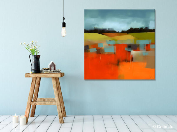 Original Landscape Wall Art Paintings, Oversized Modern Canvas Paintings, Modern Acrylic Artwork, Large Abstract Painting for Dining Room-artworkcanvas
