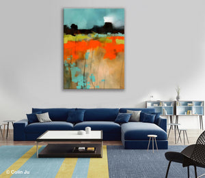 Modern Abstract Wall Art, Extra Large Canvas Painting for Dining Room, Original Canvas Wall Art Paintings, Abstract Landscape Paintings-artworkcanvas