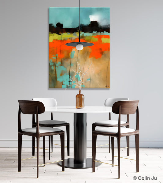 Modern Abstract Wall Art, Extra Large Canvas Painting for Dining Room, Original Canvas Wall Art Paintings, Abstract Landscape Paintings-artworkcanvas