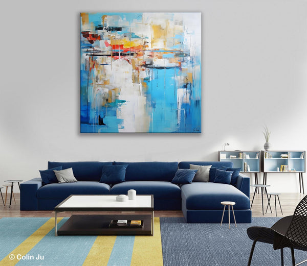 Blue Abstract Painting for Bedroom, Original Modern Wall Paintings, Contemporary Canvas Art, Modern Acrylic Artwork, Buy Paintings Online-artworkcanvas