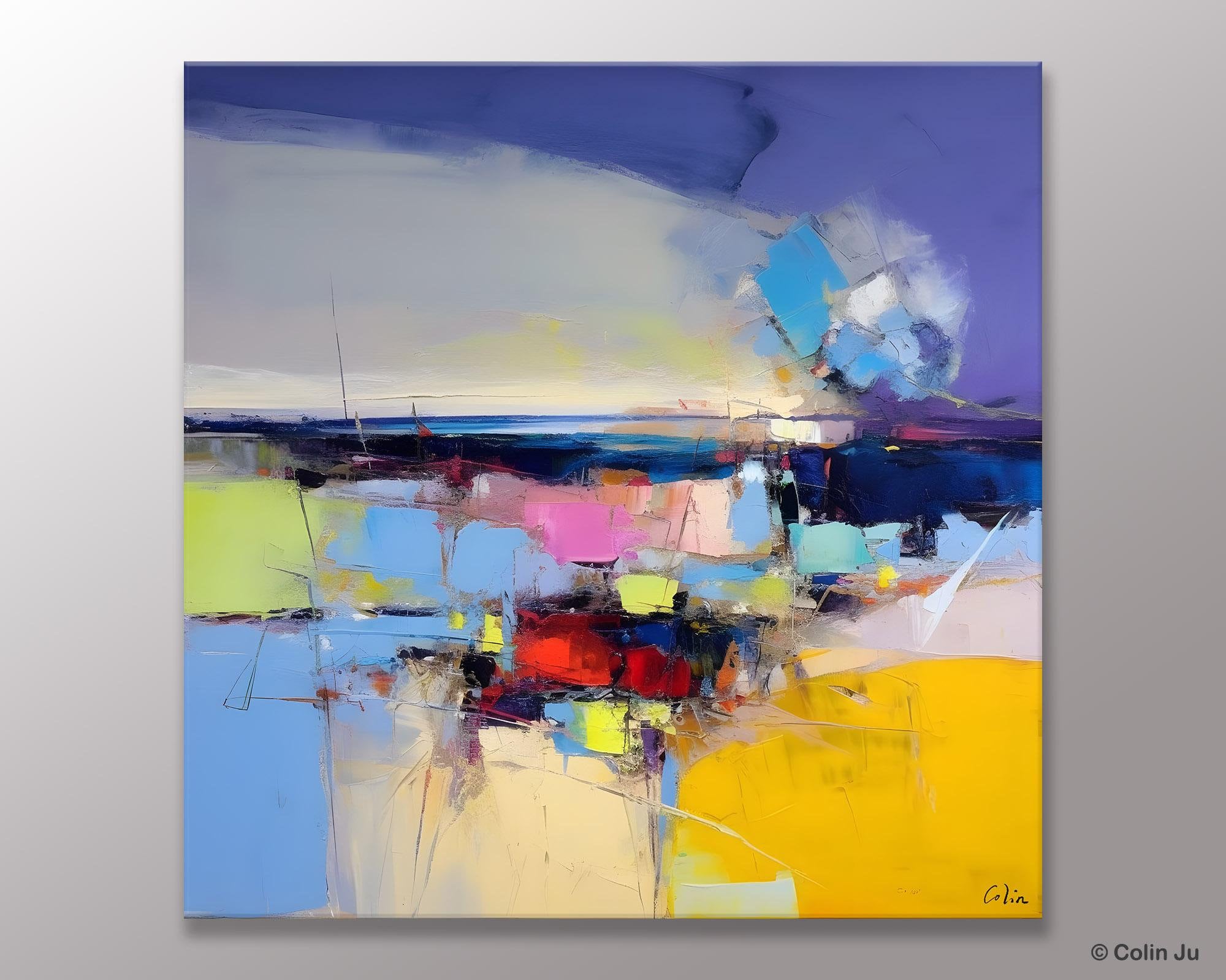 Landscape Abstract Paintings, Original Canvas Wall Art Paintings, Modern Canvas Painting for Dining Room, Acrylic Painting on Canvas-artworkcanvas