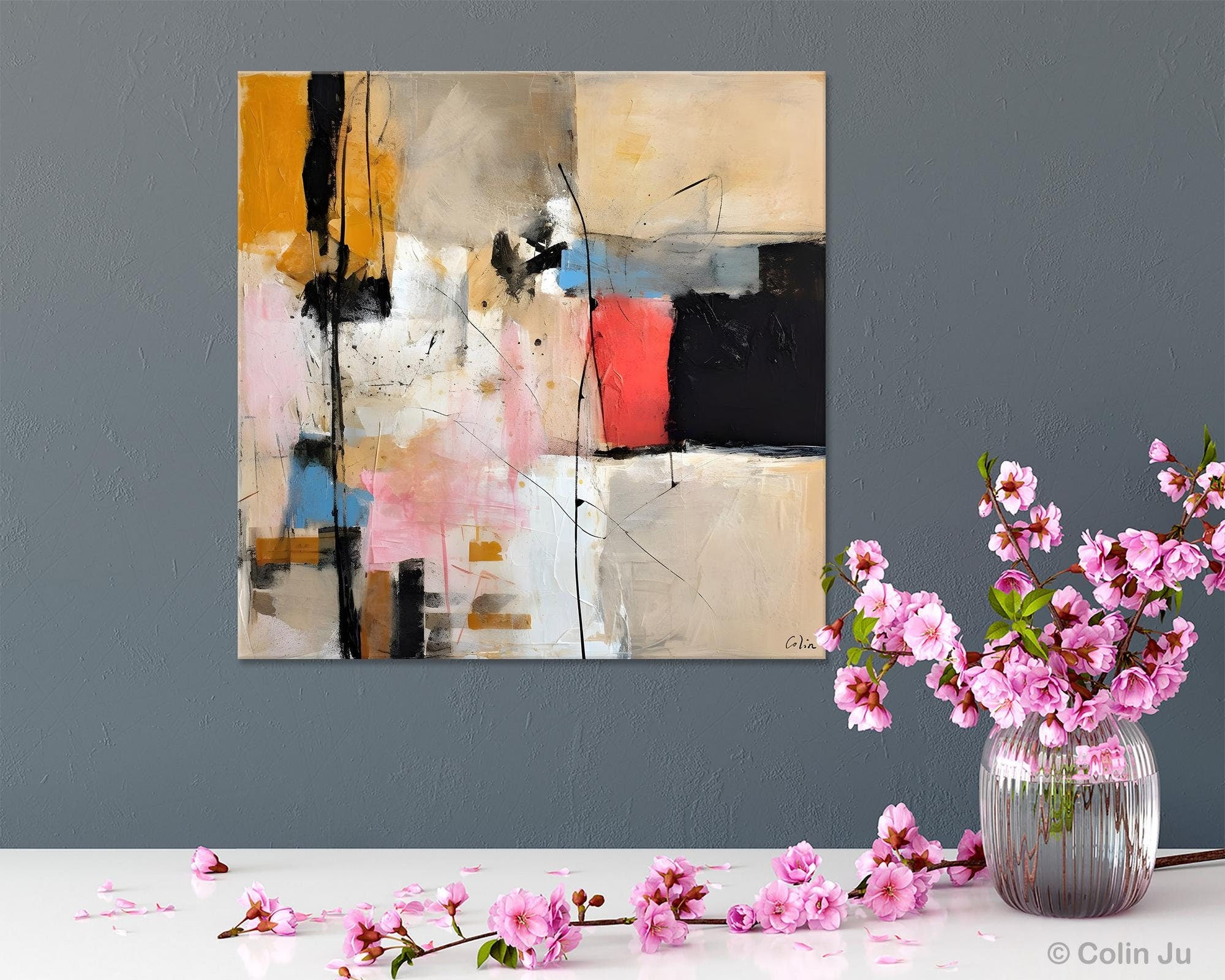 Contemporary Canvas Art, Modern Acrylic Artwork, Original Modern Paintings, Heavy Texture Canvas Art, Large Abstract Painting for Bedroom-artworkcanvas