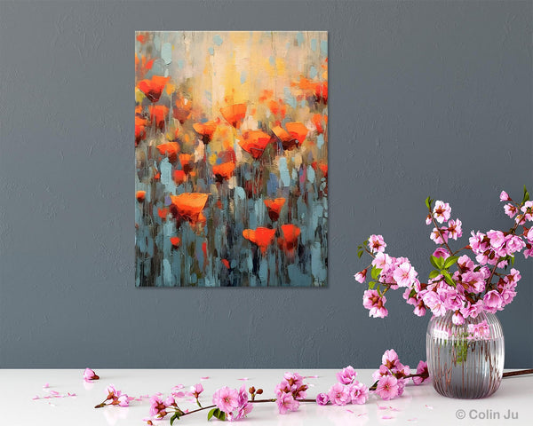 Flower Abstract Painting, Heavy Texture Wall Art, Acrylic Painting on Canvas, Canvas Painting Ideas for Dining Room, Original Abstract Art-artworkcanvas