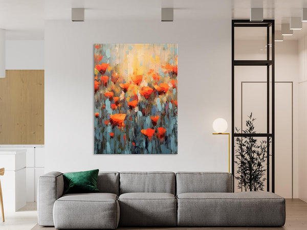 Flower Abstract Painting, Heavy Texture Wall Art, Acrylic Painting on Canvas, Canvas Painting Ideas for Dining Room, Original Abstract Art-artworkcanvas