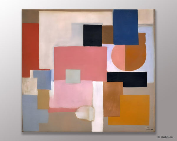Geometric Abstract Art, Original Abstract Wall Art, Contemporary Acrylic Paintings, Hand Painted Canvas Art, Large Abstract Art for Bedroom-artworkcanvas