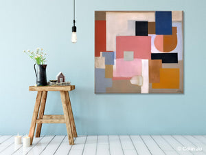 Geometric Abstract Art, Original Abstract Wall Art, Contemporary Acrylic Paintings, Hand Painted Canvas Art, Large Abstract Art for Bedroom-artworkcanvas