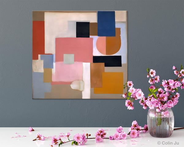 Geometric Abstract Art, Original Abstract Wall Art, Contemporary Acrylic Paintings, Hand Painted Canvas Art, Large Abstract Art for Bedroom-artworkcanvas