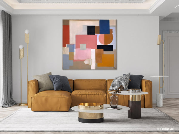 Geometric Abstract Art, Original Abstract Wall Art, Contemporary Acrylic Paintings, Hand Painted Canvas Art, Large Abstract Art for Bedroom-artworkcanvas