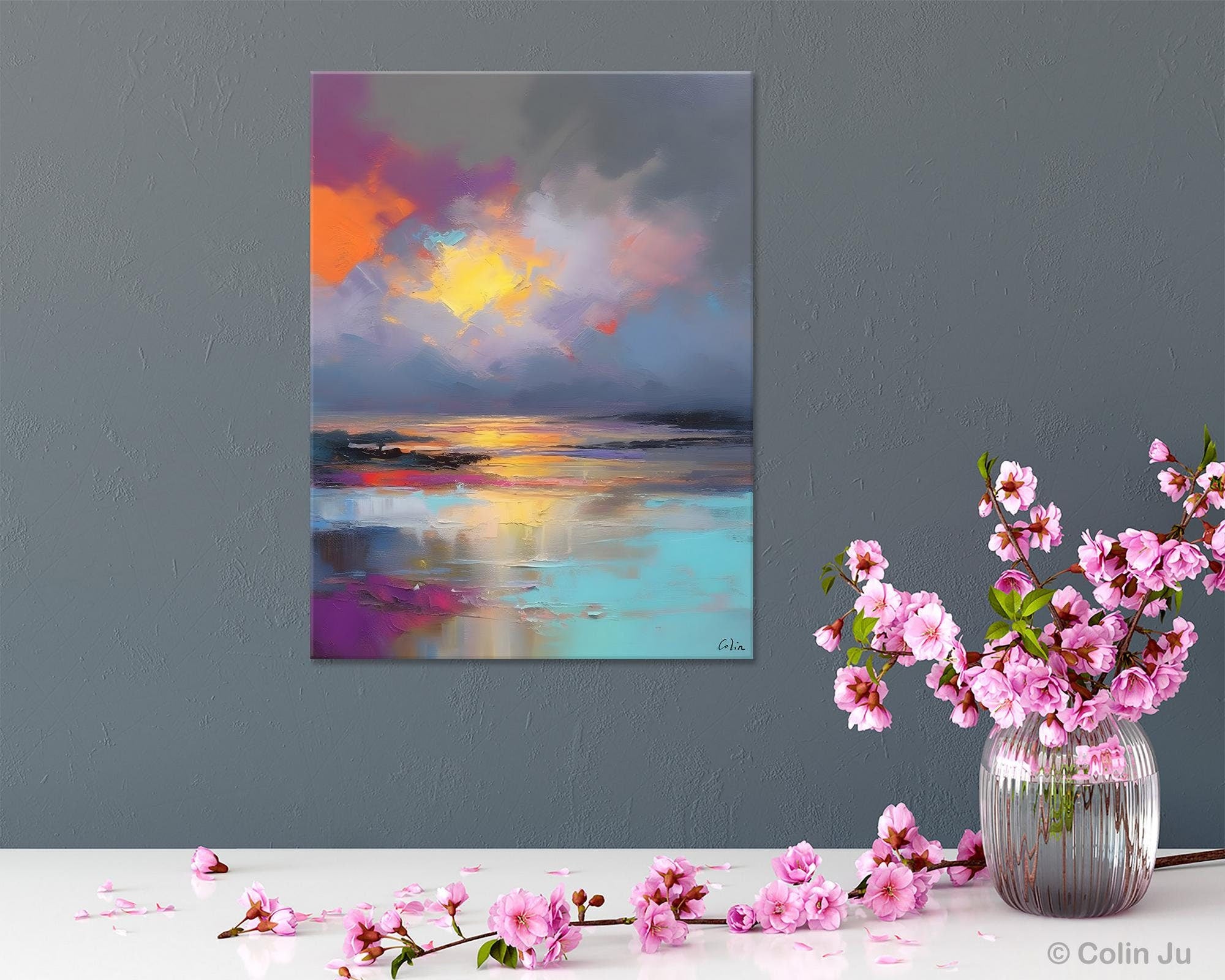 Landscape Painting on Canvas, Abstract Paintings for Bedroom, Contemporary Wall Art Paintings, Extra Large Original Art, Buy Wall Art Online-artworkcanvas