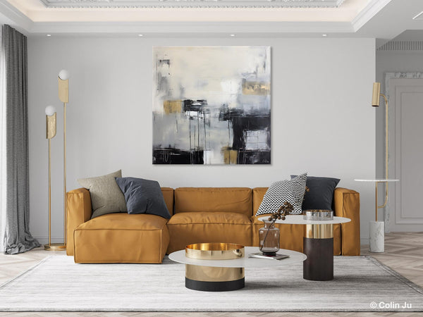 Modern Acrylic Artwork, Contemporary Canvas Artwork, Original Modern Wall Art, Black Canvas Paintings, Large Abstract Painting for Bedroom-artworkcanvas