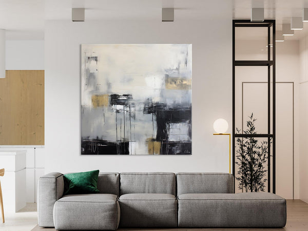 Modern Acrylic Artwork, Contemporary Canvas Artwork, Original Modern Wall Art, Black Canvas Paintings, Large Abstract Painting for Bedroom-artworkcanvas