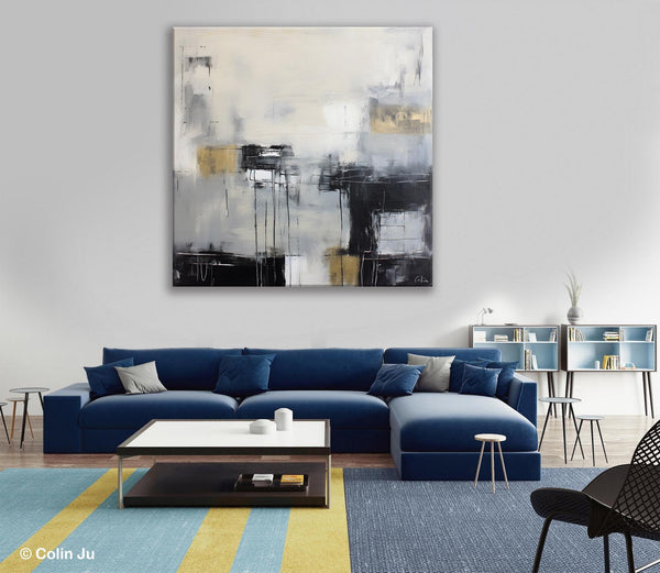 Modern Acrylic Artwork, Contemporary Canvas Artwork, Original Modern Wall Art, Black Canvas Paintings, Large Abstract Painting for Bedroom-artworkcanvas