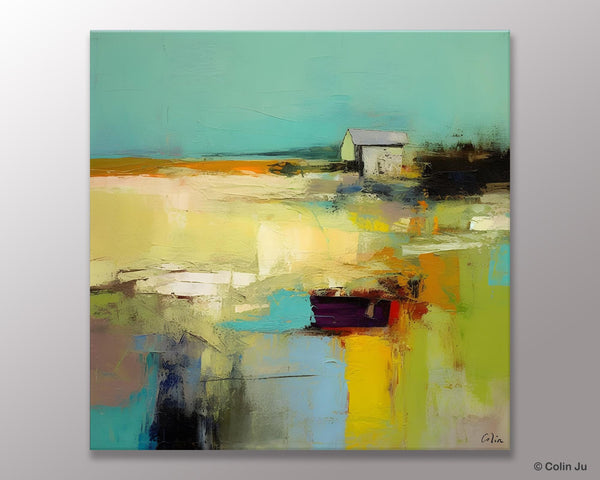Landscape Canvas Paintings, Original Landscape Paintings, Abstract Wall Art Painting for Living Room, Oversized Acrylic Painting on Canvas-artworkcanvas