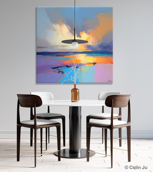 Sunrise Landscape Acrylic Art, Landscape Canvas Art, Original Abstract Art, Hand Painted Canvas Art, Large Abstract Painting for Living Room-artworkcanvas